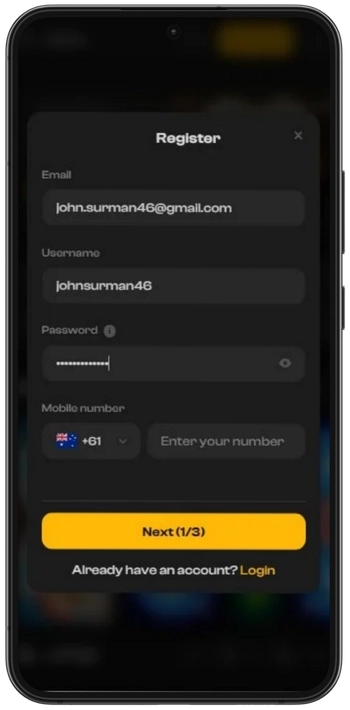 Joka Casino Complete Step 1 fields