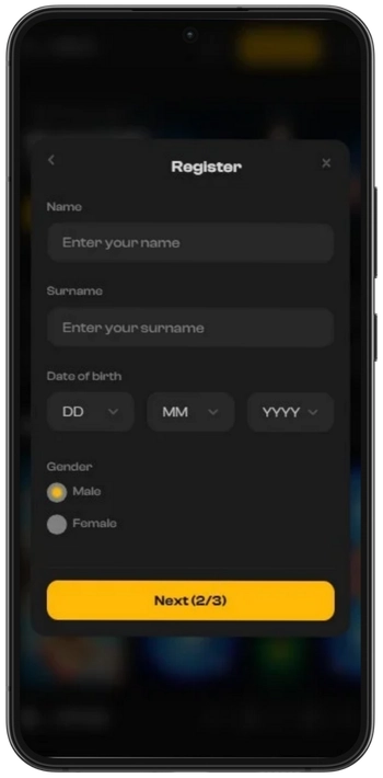 Joka Casino Fill out Step 2 details